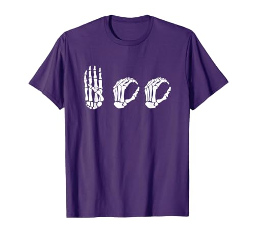 Deaf Halloween ASL Costume Boo Hands ASL Halloween Skeleton Hand American Sign Language Boo T-Shirt - size chart