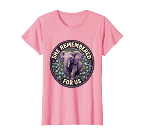 Mademark She Remembered For Us Gentle Elephant Design T-Shirt - Women - size chart