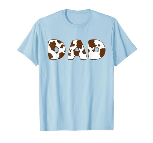 Cow Print For Family Matching Outfits DAD Cow Brown White Animal Print, Cow Pattern Farmer DAD T-Shirt - size chart