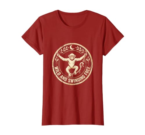 Mademark Wild and Swinging Free Monkey Graphic Design T-Shirt - Women - size chart