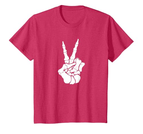 Goodtogotees Skeleton Hand Peace Sign Halloween t-Shirt T-Shirt - size chart