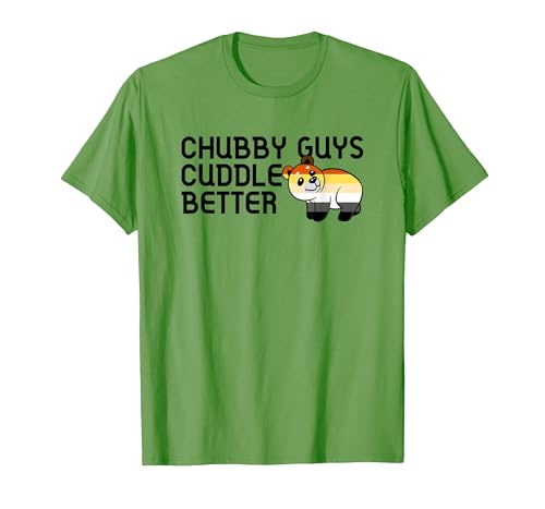 LGBTQ Pride Gifts Chubby Guys Cuddle Better Gay Bear Pride Couple Flag Love T-Shirt - size chart