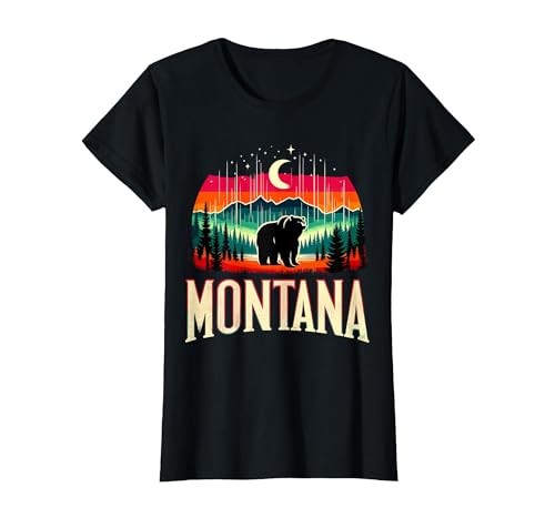 Grizzly Bear Mountain Forrest Nature Montana Grizzly Bear Mountain T-Shirt - size chart