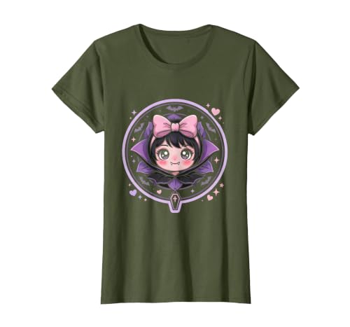 Mademark Women's Cute Vampire Girl Halloween Graphic Design T-Shirt - size chart