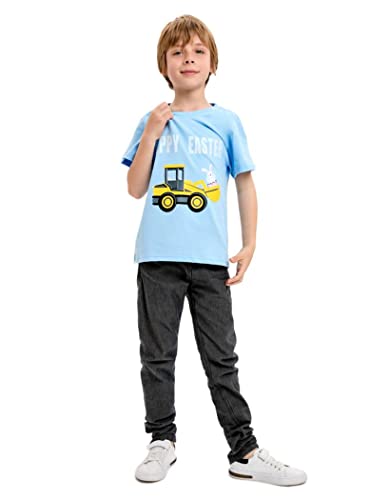 Easter Day Gift for Toddler Boy Baby Girl Tractor Loving Bunny T-Shirt — design detail