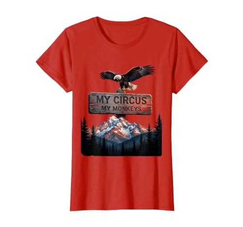 Mademark My Circus My Monkeys Funny Chaos Manager Design T-Shirt - Women - size chart