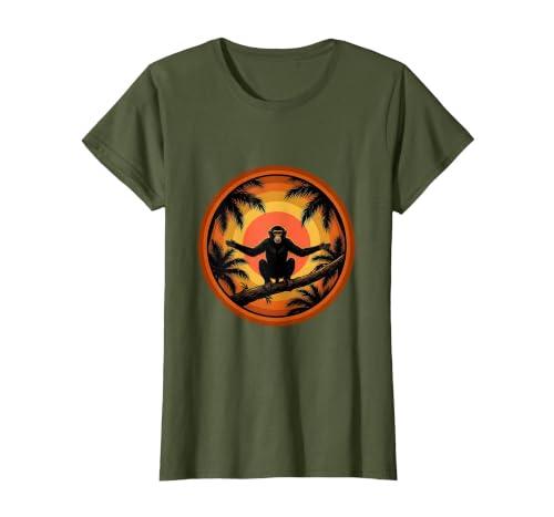 Mademark Monkey Silhouette Tropical Sunset Graphic T-Shirt - Women - size chart