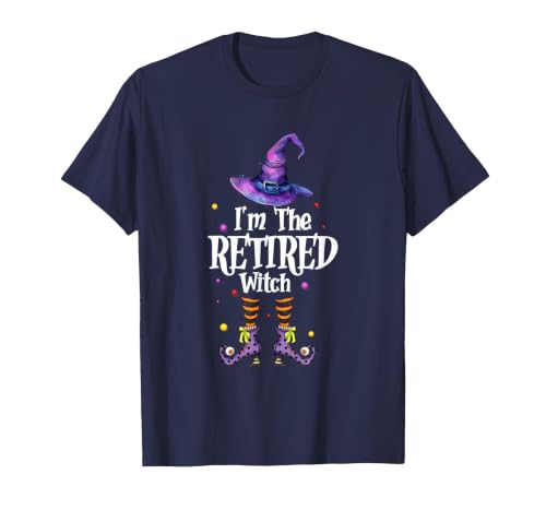 Funny Quote Horror Costume Party Family Friends I'm The Retired Witch Spooky Scary Halloween Retiree Women T-Shirt - size