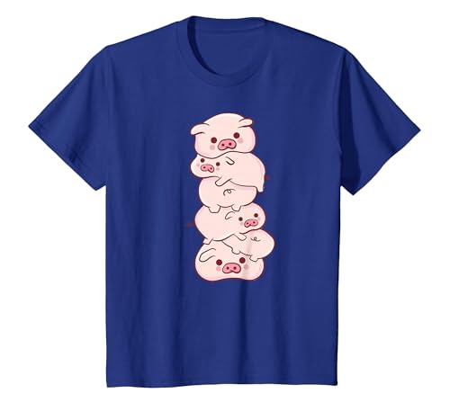 Pink Kawaii & Anime Stuff Pigs On A Pile - Cute Kawaii Anime - Pig Aesthetic Japanese T-Shirt - size chart