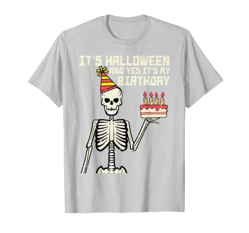 Halloween Shirts For Women Men Kids Boys Girls Its Halloween Yes My Birthday Skeleton Costume Men Women Kid T-Shirt - size