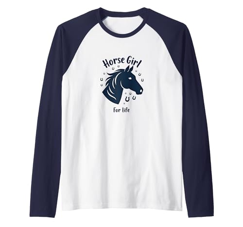 Mademark Horse Girl For Life Equestrian Passion Horseshoe Luck Raglan Baseball Tee - size chart