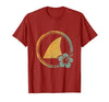 Mademark Hawaiian Shark Fin Turquoise Ocean Waves Design T-Shirt - size chart