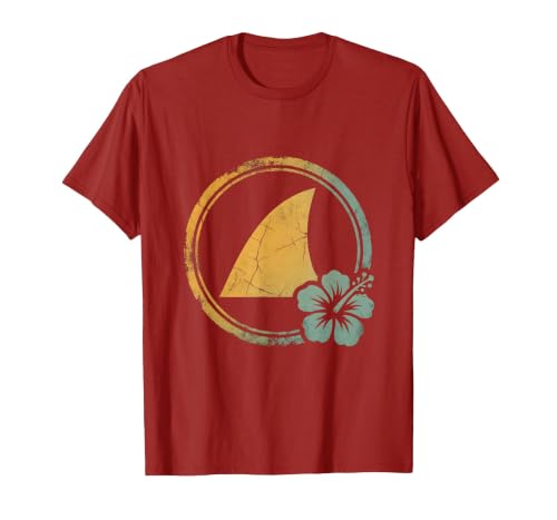 Mademark Hawaiian Shark Fin Turquoise Ocean Waves Design T-Shirt - size chart