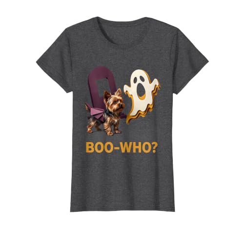 Mademark Boo-Who? Funny Yorkie Skeleton Halloween Dog Lover T-Shirt - size chart