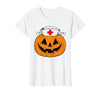 Halloween Tees for Women Men Kids Funny Pumpkin Nurse Scary Halloween Costume RN CNA ICU Women T-Shirt - size chart