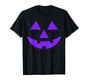Trick or Treat Funny Halloween Costumes Party Tees Jack O Lantern Scary Carved Pumpkin Face Halloween Purple T-Shirt - size