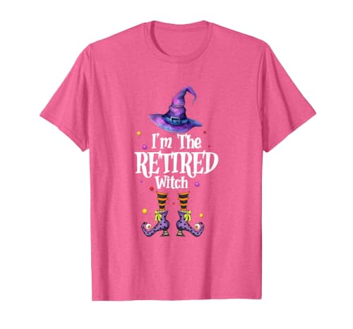Funny Quote Horror Costume Party Family Friends I'm The Retired Witch Spooky Scary Halloween Retiree Women T-Shirt - size