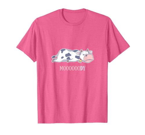 Bad Mood Sleeping Cow Tee Moooody Cow Beef Milk Farm Animals T-Shirt - size chart