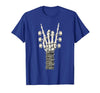 Rock and Wear Gifts Men Women Kids Skeleton Guitar Hand Rock On Guitarist Rock Band Music T-Shirt - size chart