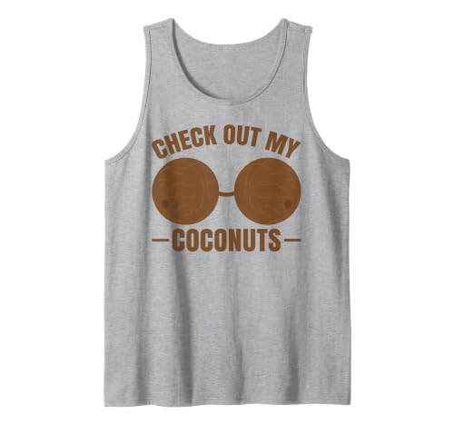 Funny Hawaiian Shirts For Women Luau Party Adult Coconut Bra Check Out My Coconuts Shell Bra for Girls Sleeveless Tank Top -