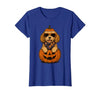 Funny Retro Maltipoo mom Halloween Spooky Cavapoo Pumpkin Halloween Doodle Dog Lover T-Shirt - size chart