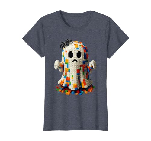 Block Building Halloween Ghost Brick or Treat Boys Halloween Master Builder Ghost Kids Building Blocks Bricks T-Shirt - size