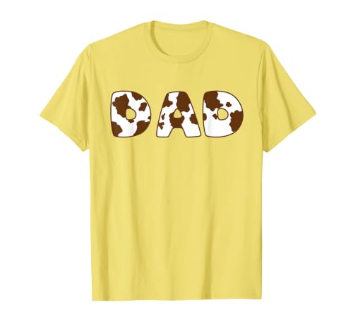 Cow Print For Family Matching Outfits DAD Cow Brown White Animal Print, Cow Pattern Farmer DAD T-Shirt - size chart
