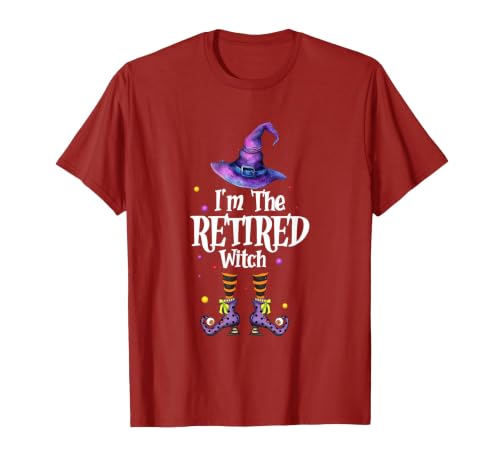 Funny Quote Horror Costume Party Family Friends I'm The Retired Witch Spooky Scary Halloween Retiree Women T-Shirt - size