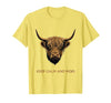 Mademark Keep Calm and Moo Highland Cow Design T-Shirt - size chart