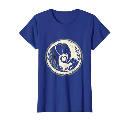 Mademark Elephant Mom and Baby Trunk Touch Illustration T-Shirt - Women - size chart