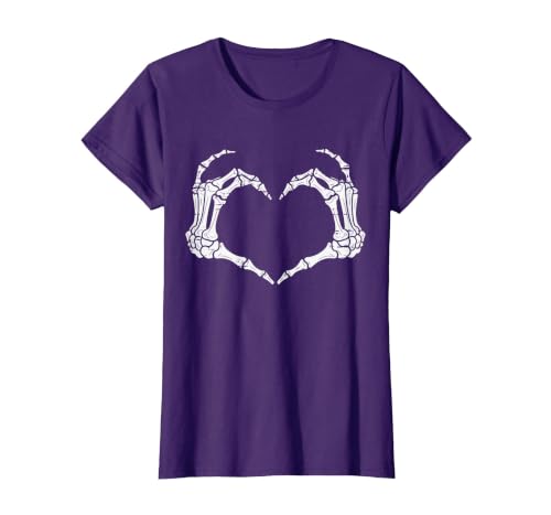 Halloween Tees for Women Men Kids Skeleton Hands Heart Halloween Rock Costume Men Women Kids T-Shirt - size chart