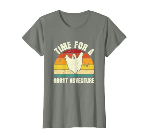 Funny Ghost Hunting Halloween Women Men Funny Ghost Hunting Scary Halloween Ghost Hunter T-Shirt - size chart