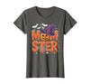 Mom-ster Halloween Funny Witch Hat Pumpkin Mom Momster Mom Mommy Matching Family Halloween Costume Women T-Shirt - size chart