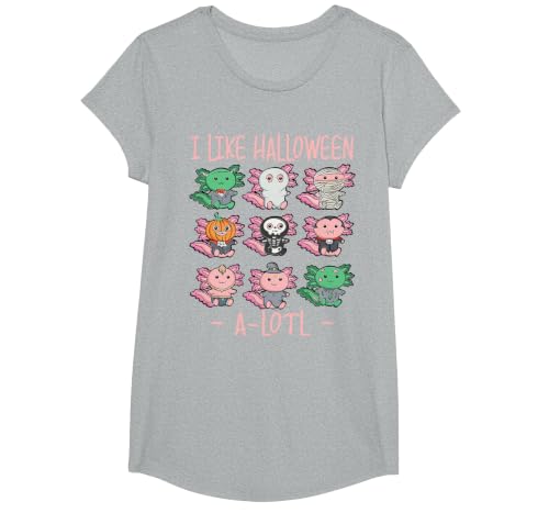 Cute Halloween Axolotl Scary Costumes Apparel Co Funny Axolotl I Like Halloween A-Lotl Axolotl Halloween T-Shirt - size chart