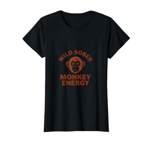 Mademark Wild Sober Monkey Energy Funny Sobriety Design T-Shirt - Women - size chart