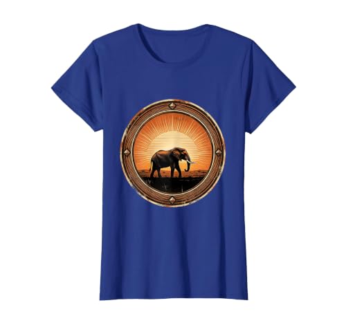 Mademark Elephant Silhouette Glowing Safari Sunset T-Shirt - Women - size chart