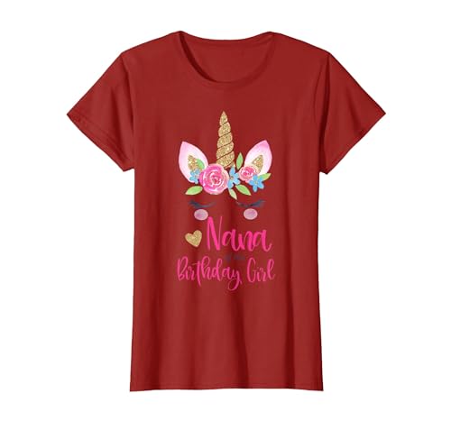 Unicorn Birthday Girl Family Shirts Unicorn Nana of The Birthday Girl Shirt Matching Party Tee T-Shirt - size chart