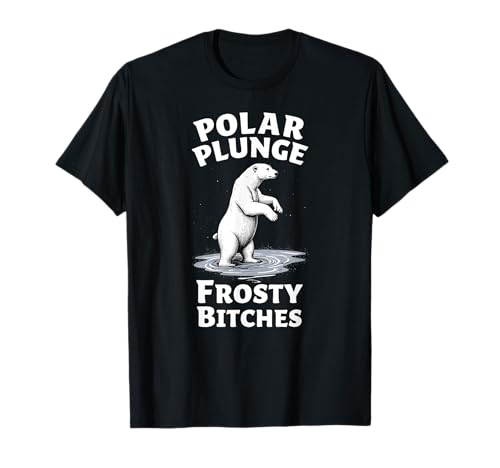 Polar Bear Lover Tees Humor Winter Polar Plunge Frosty Bitches T-Shirt - size chart