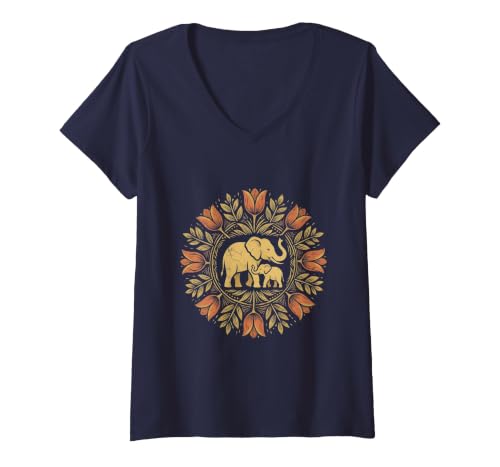 Mademark Women's Mother Elephant Nudging Newborn Calf Maternity V-Neck T-Shirt - Women - size chart