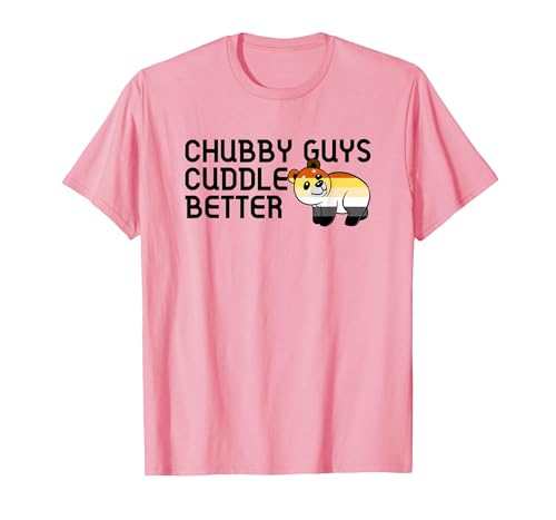 LGBTQ Pride Gifts Chubby Guys Cuddle Better Gay Bear Pride Couple Flag Love T-Shirt - size chart