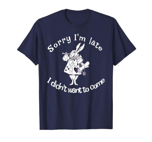 Sorry I'm Late, I Didn't Want to Come White Rabbit Watch T-Shirt — design detail