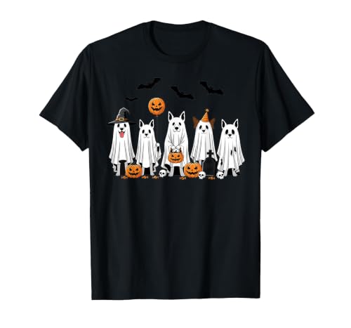 Spooky Dog Lovers Haunted Halloween Designs Halloween Ghost Dogs Pumpkin Candy Party Costume T-Shirt - size chart