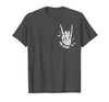 Funny Skeleton Halloween Vintage Stay Spooky Hand Skeleton Happy Halloween Pocket T-Shirt - size chart
