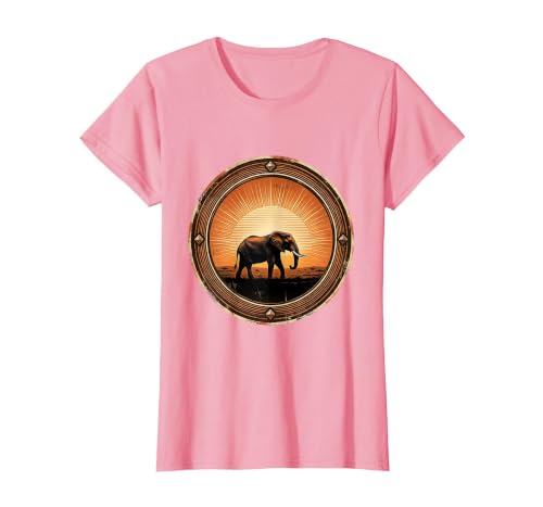 Mademark Elephant Silhouette Glowing Safari Sunset T-Shirt - Women - size chart