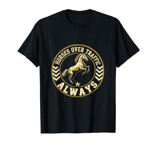 Mademark Horses Over Traffic Always Equestrian Design T-Shirt - Men - size chart