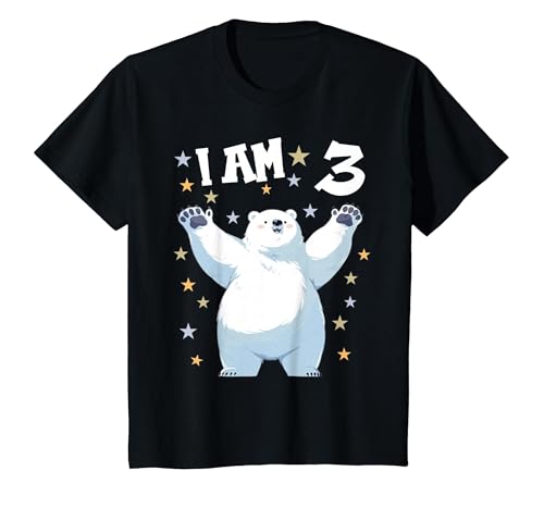 3 years old 3rd birthday Polar Bear Kids 3 Years Old 3 Birthday Polar Bears Boy Girl Polar Bear T-Shirt - size chart