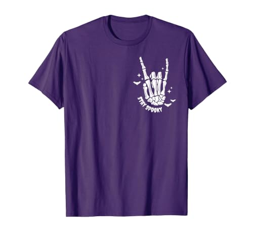 Funny Skeleton Halloween Vintage Stay Spooky Hand Skeleton Happy Halloween Pocket T-Shirt - size chart