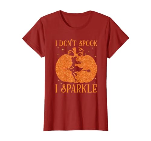 PDUS32 I Don't Spook I Sparkle Funny Halloween I Don't Spook I Sparkle Funny Halloween Girl Witch Pumpkin T-Shirt - size