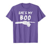 Miftees Matching Halloween Tees She's My Boo Matching Halloween Costume She's My Boo T-Shirt - size chart