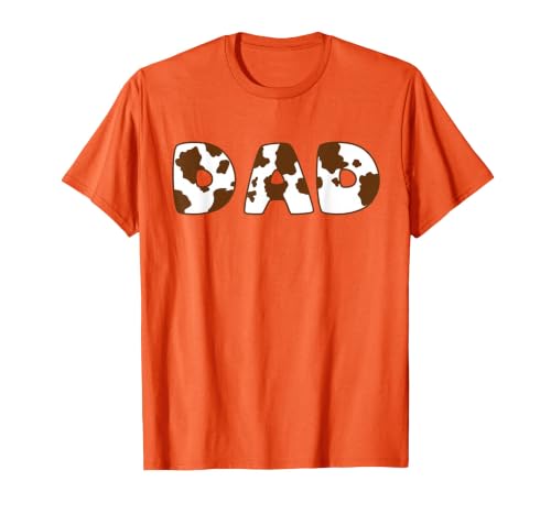 Cow Print For Family Matching Outfits DAD Cow Brown White Animal Print, Cow Pattern Farmer DAD T-Shirt - size chart